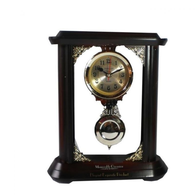 Big Wall Clock with Traditional Pendulum in Maroon Wood Color